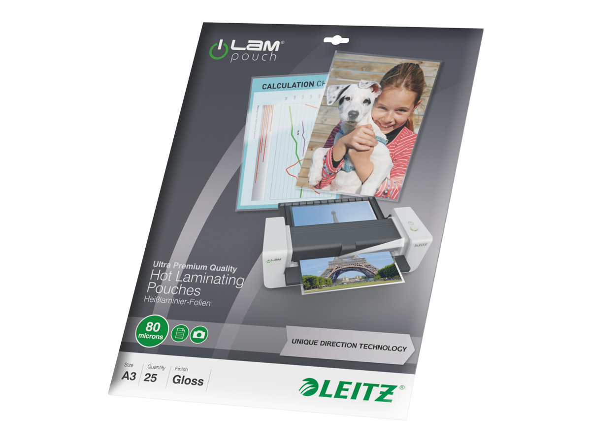25 LEITZ UDT Laminierfolien glaenzend fuer A3 80 micron 25 LEITZ UDT Laminierfolien glaenzend fuer A3 80 micron