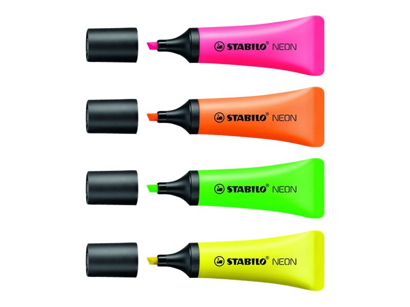 STABILO NEON Textmarker farbsortiert, 4 St. STABILO NEON Textmarker farbsortiert, 4 St.