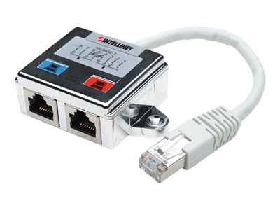 INTELLINET 2Port RJ45 Verteiler ermoeglicht zwei RJ45Anschluessen die gemeinsame Nutzung eines geschirmten Netzwerkkabels