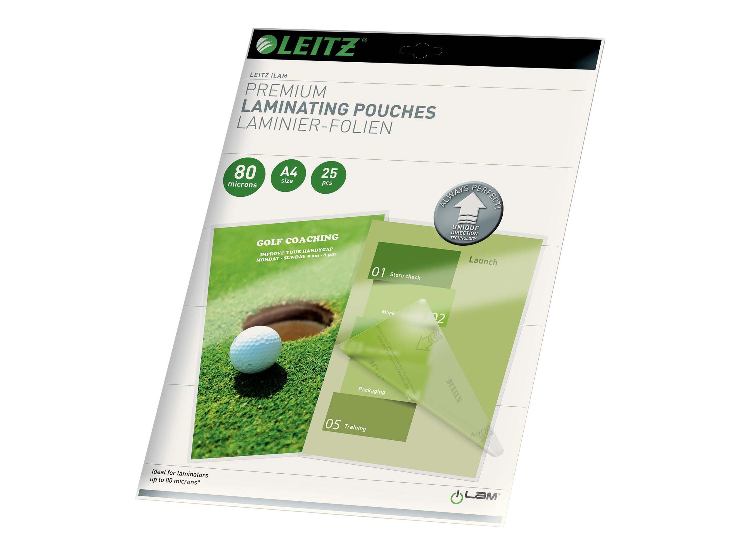 25 LEITZ UDT Laminierfolien glaenzend fuer A4 80 micron 25 LEITZ UDT Laminierfolien glaenzend fuer A4 80 micron