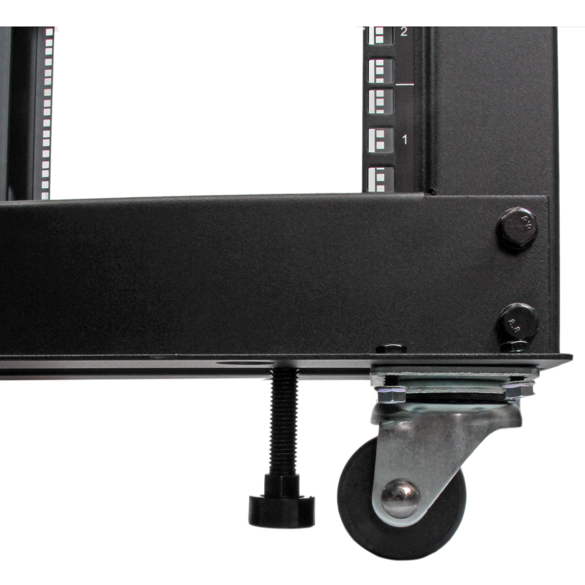 STARTECHCOM 12U Adjustable Depth Open Frame 4 Post Server Rack w Casters Levelers and Cable Management Hooks