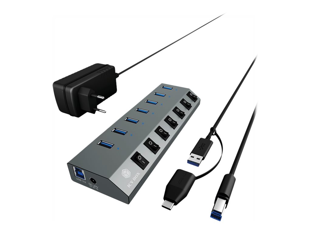 ICYBOX IB-HUB1701-C3 7-port hub with USB 3.0 Type-C and Type-A interface and BC 1.2 support ICYBOX IB-HUB1701-C3 7-port hub with USB 3.0 Type-C and Type-A interface and BC 1.2 support