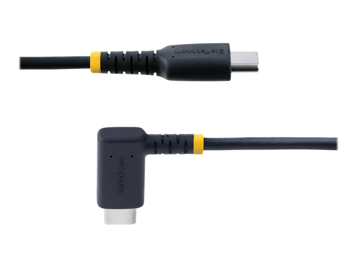 STARTECH.COM 1ft 30cm USB C Charging Cable Right Angle 60W PD 3A Heavy Duty Fast Charge USB-C Cable Durable Rugged Aramid Fiber