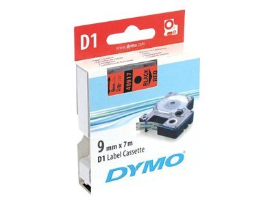 DYMO Schriftband D1 40917 S0720720, 9 mm schwarz auf rot