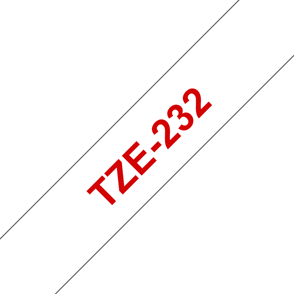 brother Schriftband TZe232 TZE232, 12 mm, rot auf weiß, 1 St