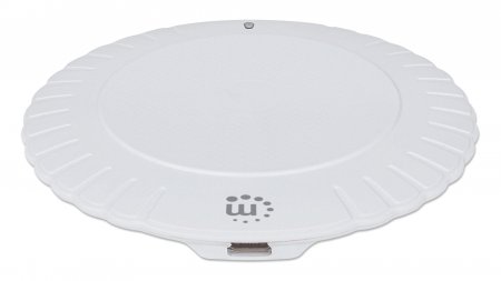 MANHATTAN Kabelloses Induktionsladegerät 5 W Qizertifizierter Wireless Charger sichere Ladung mit 5 W 5 V1 A rundes Ladepad weiss