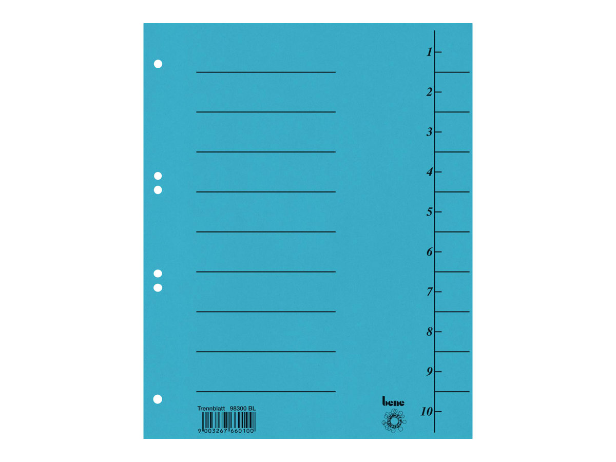 bene Trennblaetter 1-10 blau, 50 St. bene Trennblaetter 1-10 blau, 50 St.