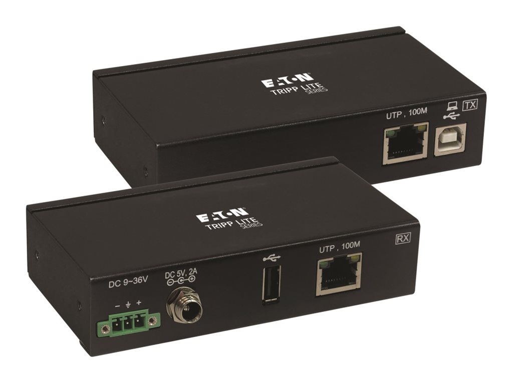 EATON TRIPPLITE 1-Port Industrial USB over Cat6 Extender ESD Protection PoC USB 2.0 Mountable 330ft. 100m TAA