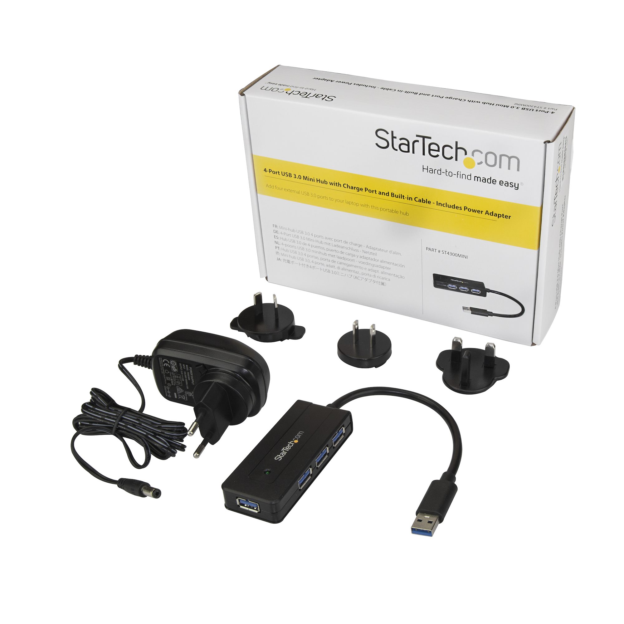 STARTECHCOM USB 30 Hub 4 Port mit Ladeanschluss inkl Netzteil USB Port Erweiterung USB Splitter