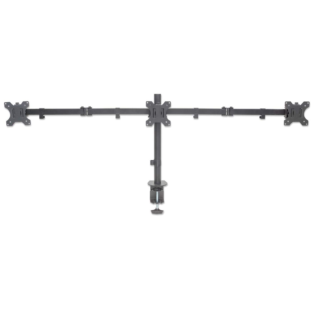 MANHATTAN LCD Monitorhalterung fuer 3 Displays zweichfach schwenkbar Tischhalterung mit 2 Monitorarmen bis 68,58cm 27Zoll schwarz