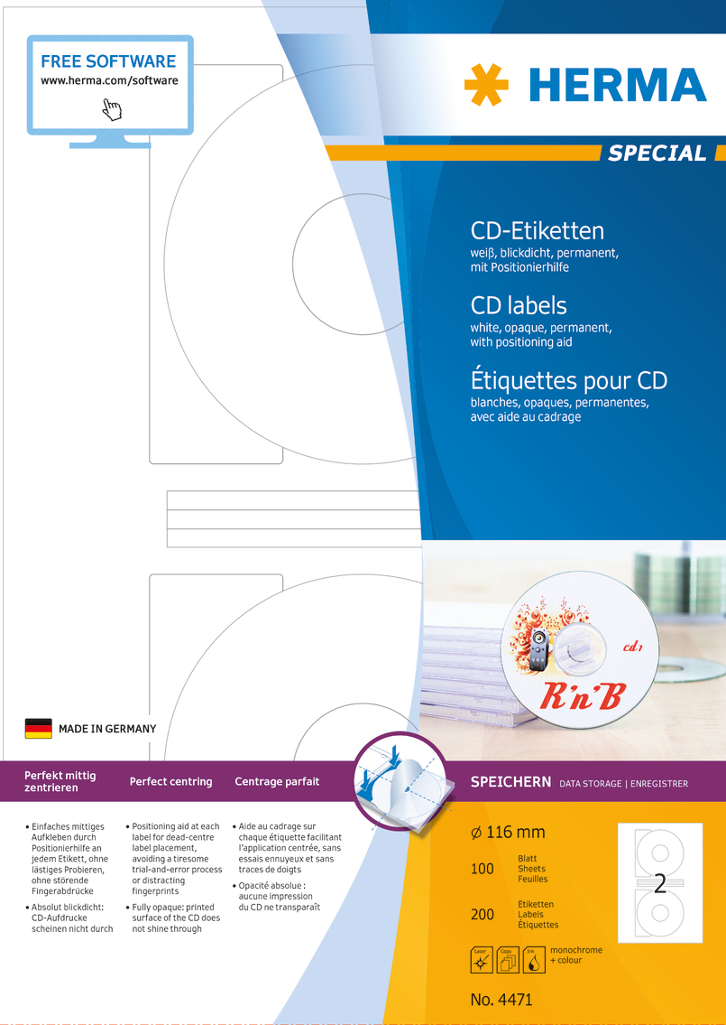 200 HERMA CD-Etiketten 4471 weiss