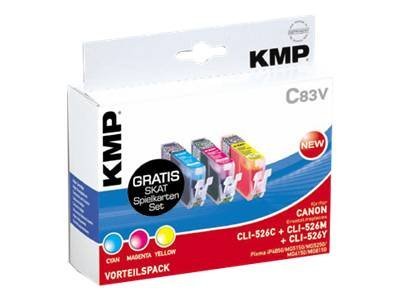 KMP C83V cyan, magenta, gelb Druckerpatronen kompatibel zu Canon CLI-526 C/M/Y, 3er-Set KMP C83V cyan, magenta, gelb Druckerpatronen kompatibel zu Canon CLI-526 C/M/Y, 3er-Set