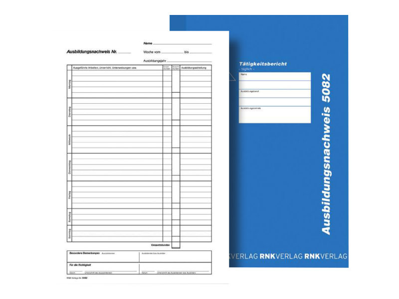 RNK-Verlag Ausbildungsnachweis, taegliche Eintragungen Formularbuch 5082 RNK-Verlag Ausbildungsnachweis, taegliche Eintragungen Formularbuch 5082