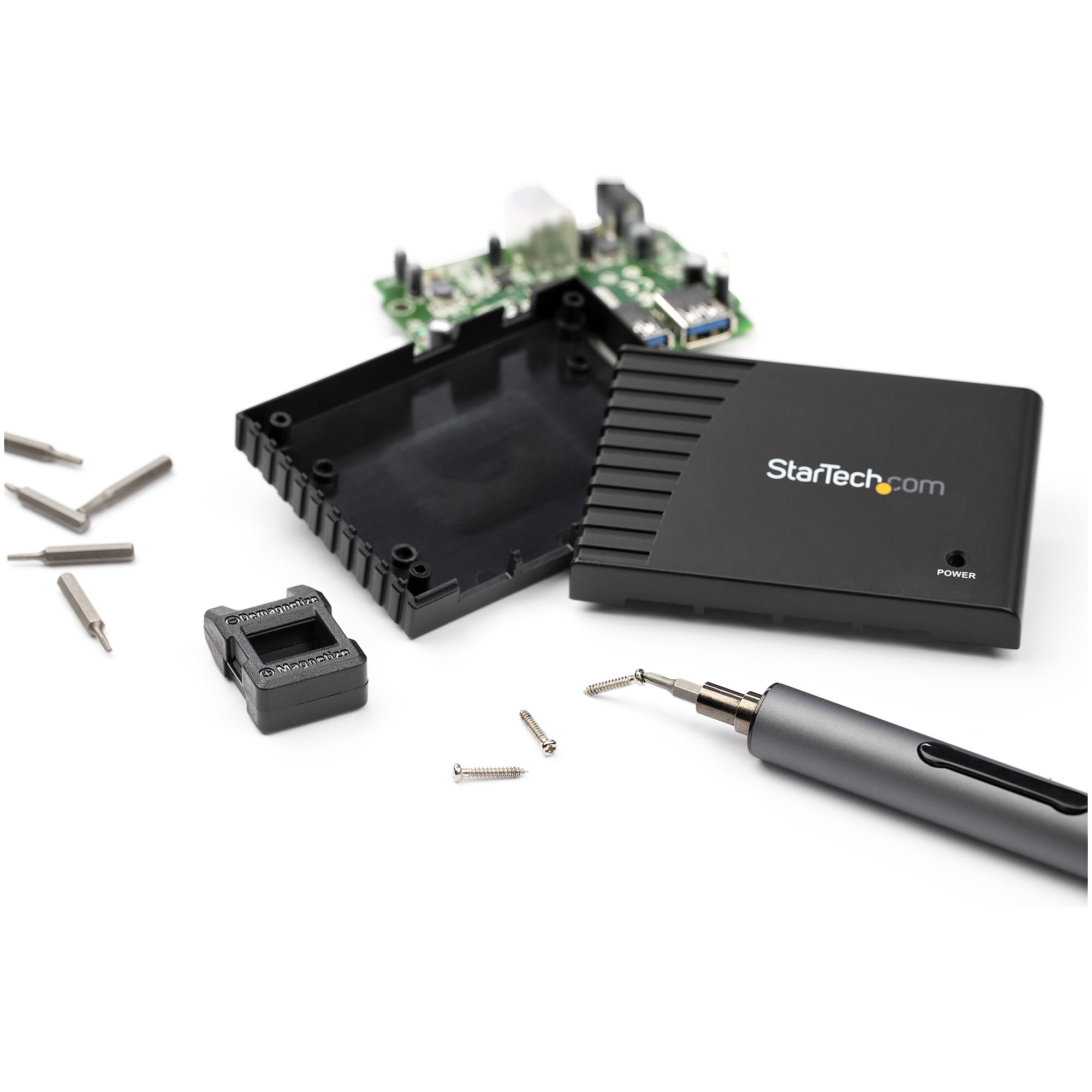 STARTECHCOM Elektrischer MiniSchraubendreher MiniAkkuschrauber 20 Bits LED Magnetisch Kabellos