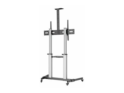 MANHATTAN Aluminium Multimedia TV-Ständer auf Rollen höhenverstellbar 152,4-254cm 60-100Zoll bis 80 kg neigbar rotierbar Fachboden