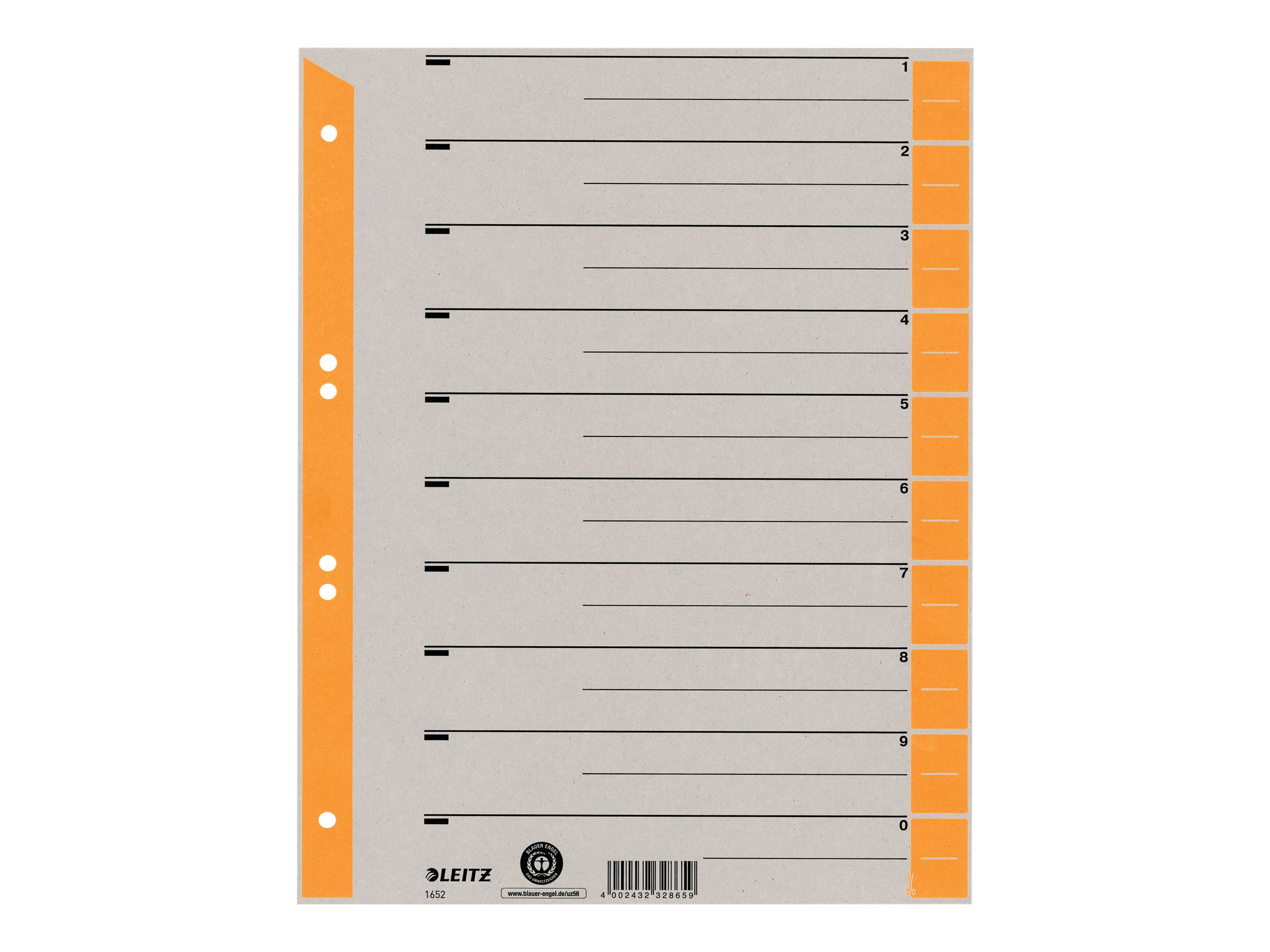 LEITZ Trennblaetter 1652 1-0 orange, 100 St. LEITZ Trennblaetter 1652 1-0 orange, 100 St.