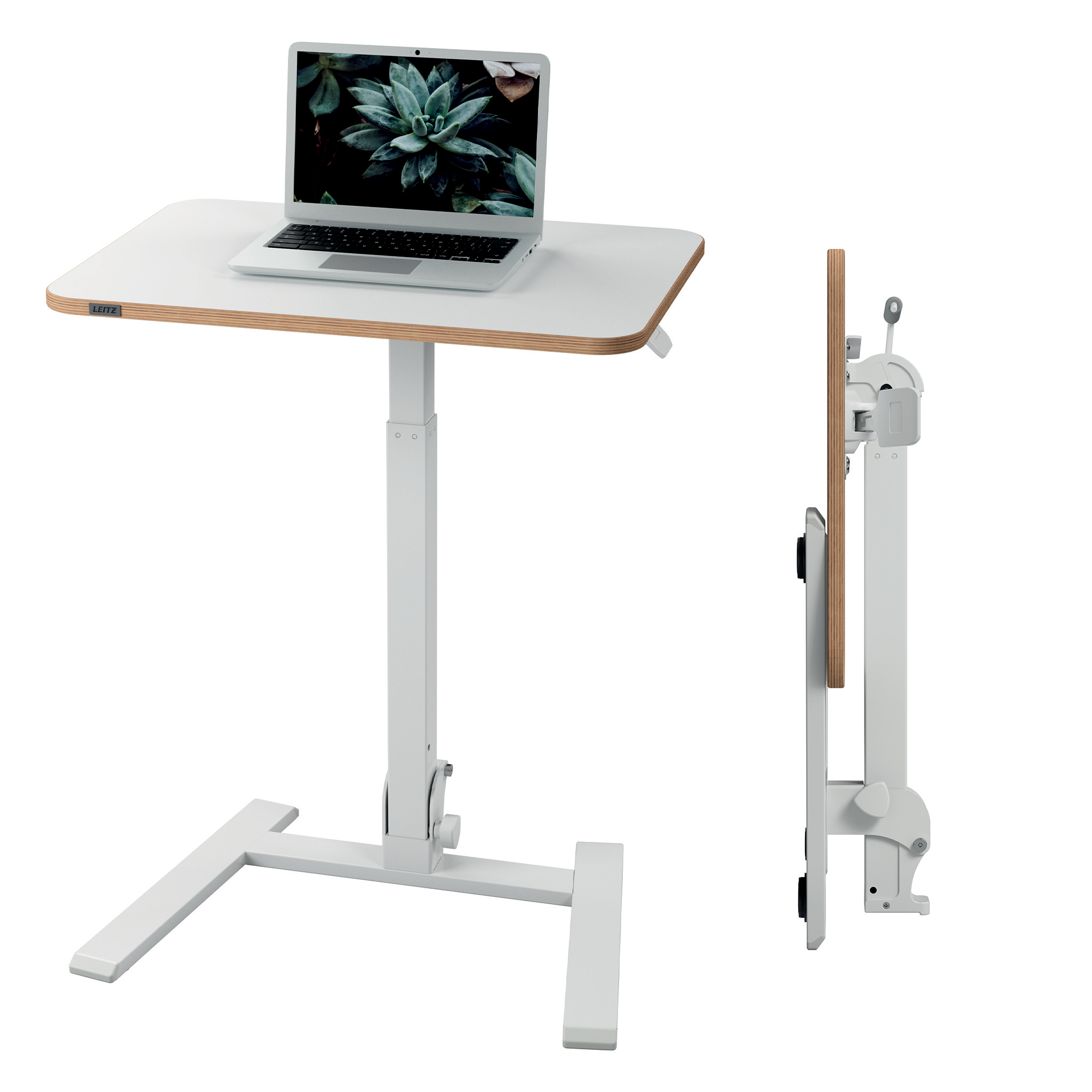 LEITZ Ergo Compact hOehenverstellbarer Schreibtisch weiss rechteckig, AFussGestell weiss 65,0 x 46,0 cm
