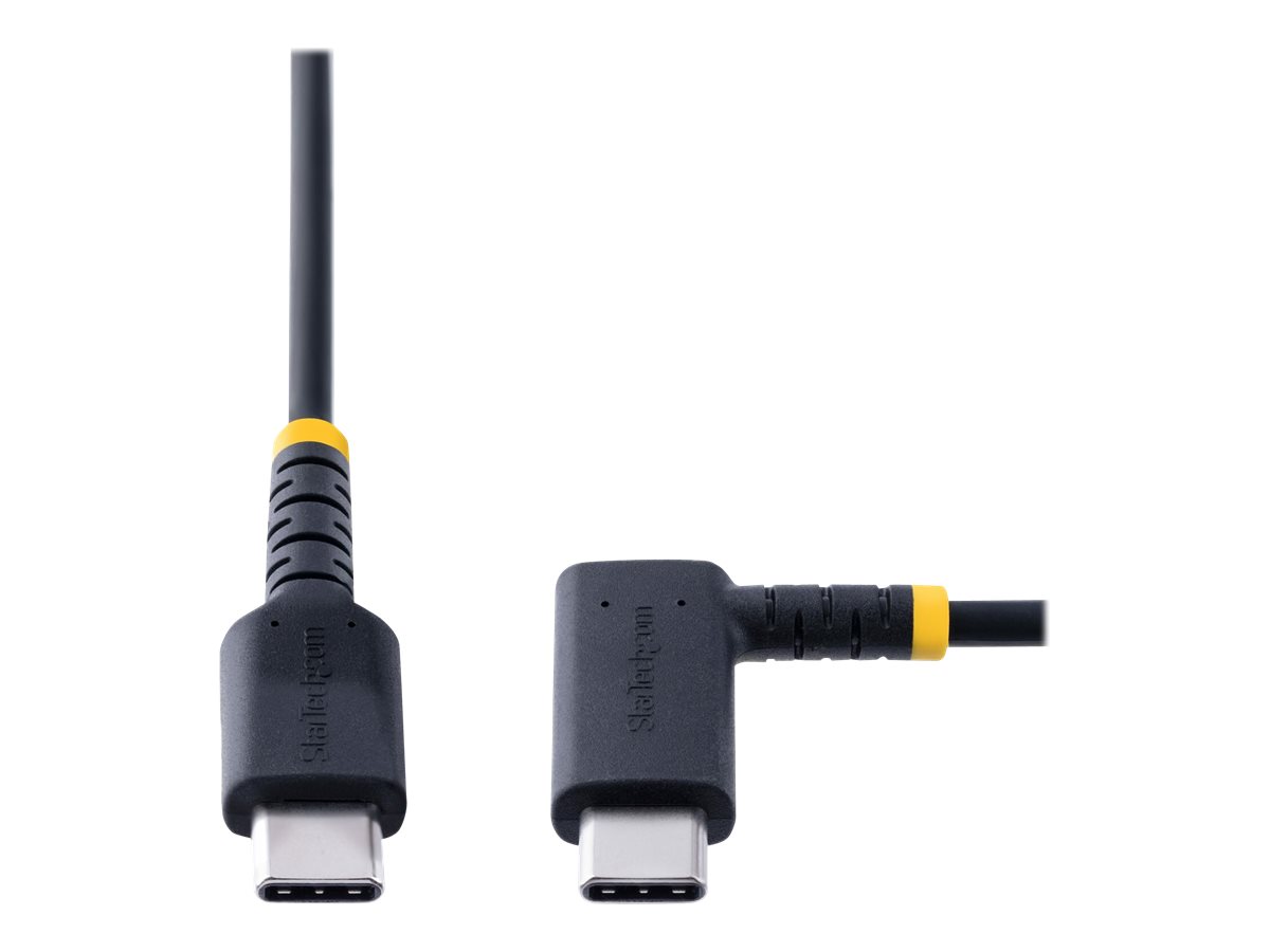 STARTECHCOM 6in 15cm USB C Charging Cable Right Angle 60W PD 3A Heavy Duty Fast Charge USBC Cable Durable Rugged Aramid Fiber