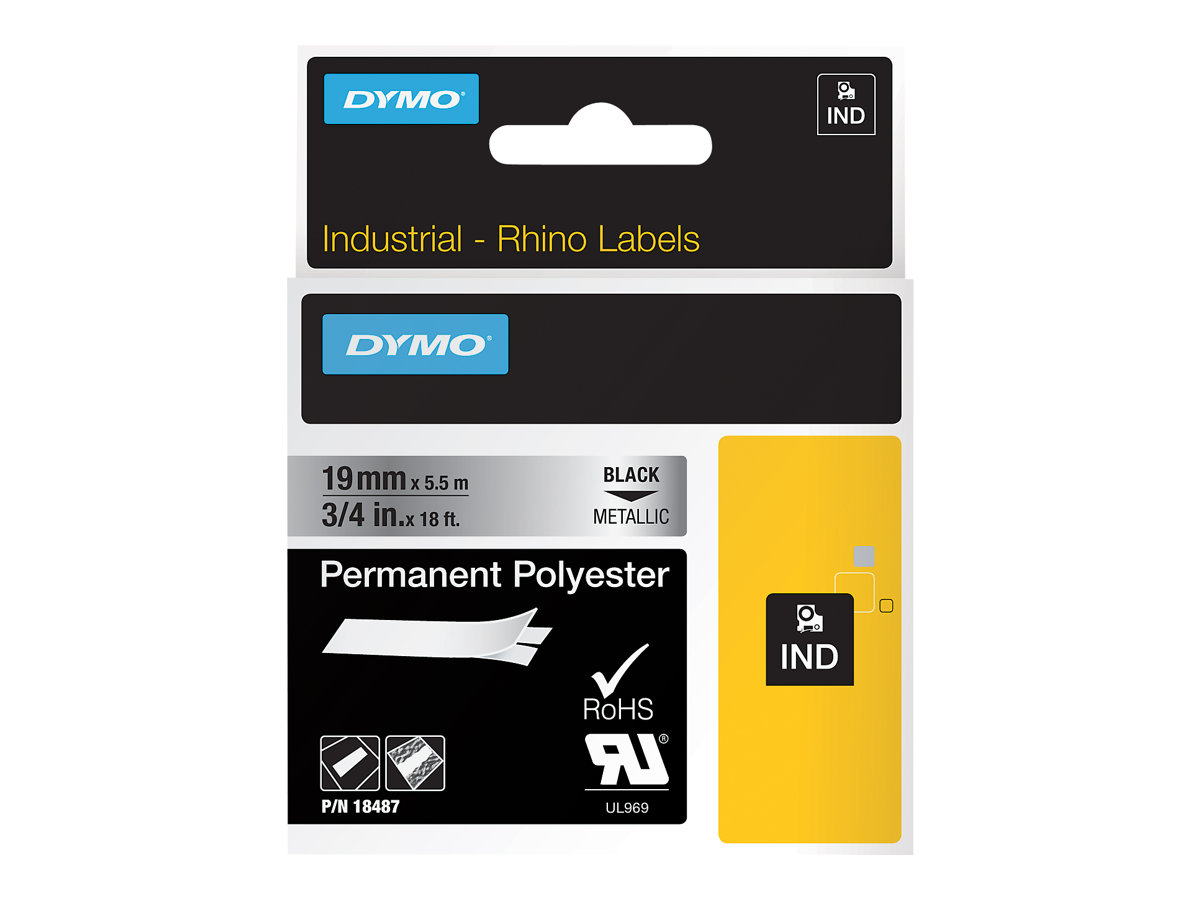 DYMO Schriftband RHINO 18487, 19 mm schwarz auf silber DYMO Schriftband RHINO 18487, 19 mm schwarz auf silber