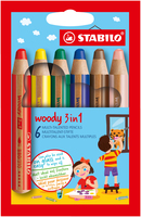 STABILO woody 3 in 1 Buntstifte farbsortiert, 6 St. STABILO woody 3 in 1 Buntstifte farbsortiert, 6 St.