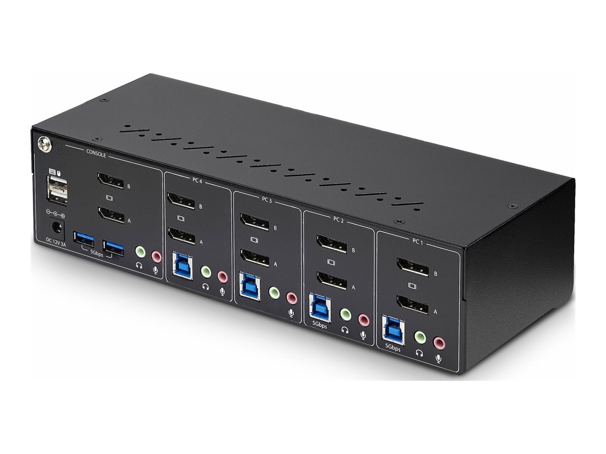 STARTECHCOM 4Port KVM Switch Dual Monitor DisplayPort 4K 60Hz 2x USB 30 2x USB 20 HotkeyDrucktasten KVM Umschalter 4 PC 2monito