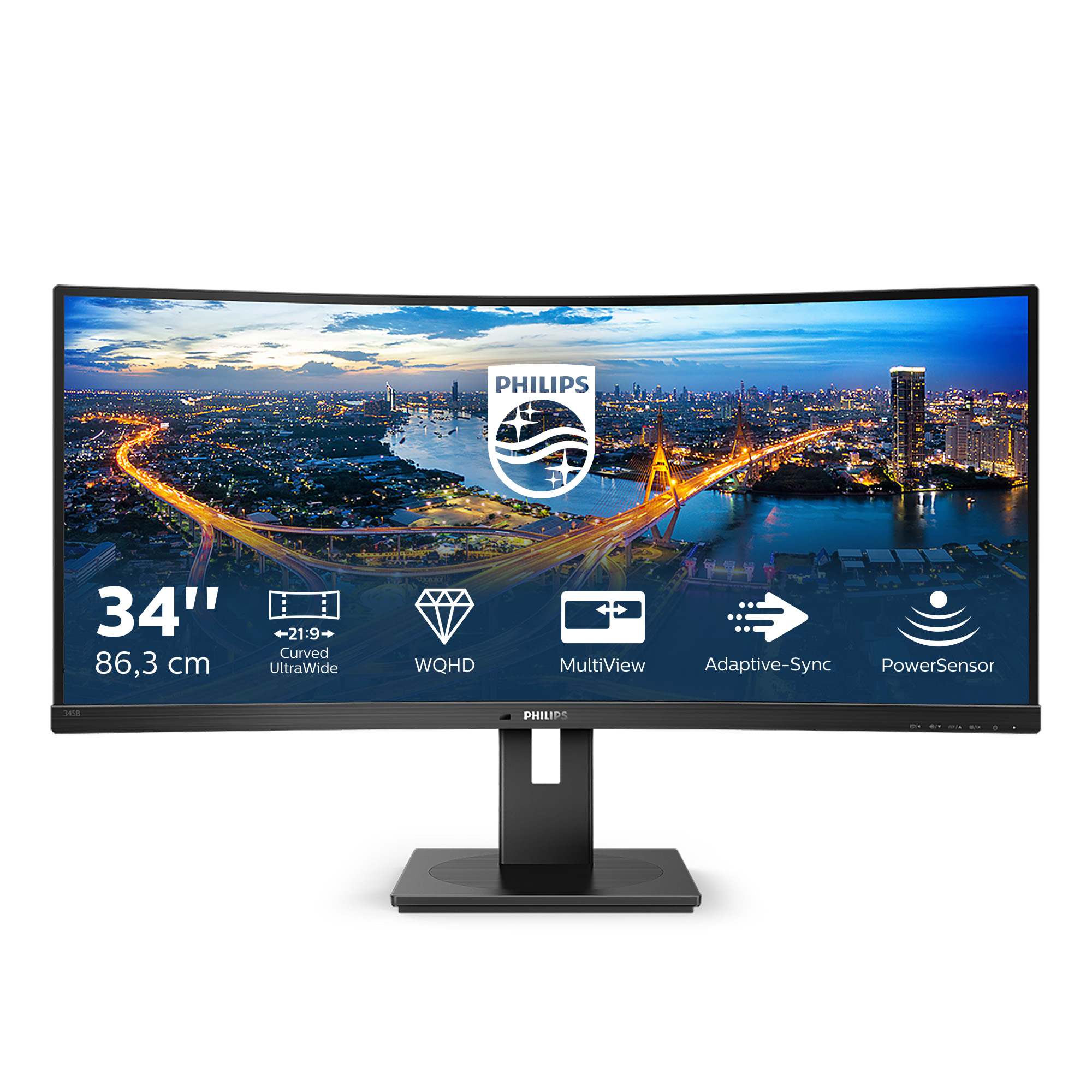 864cm34 3440x1440 Philips BLine 345B1C Curved 5ms 219 USB 2xHDMI DisplayPort VESA Speaker WQHD Black