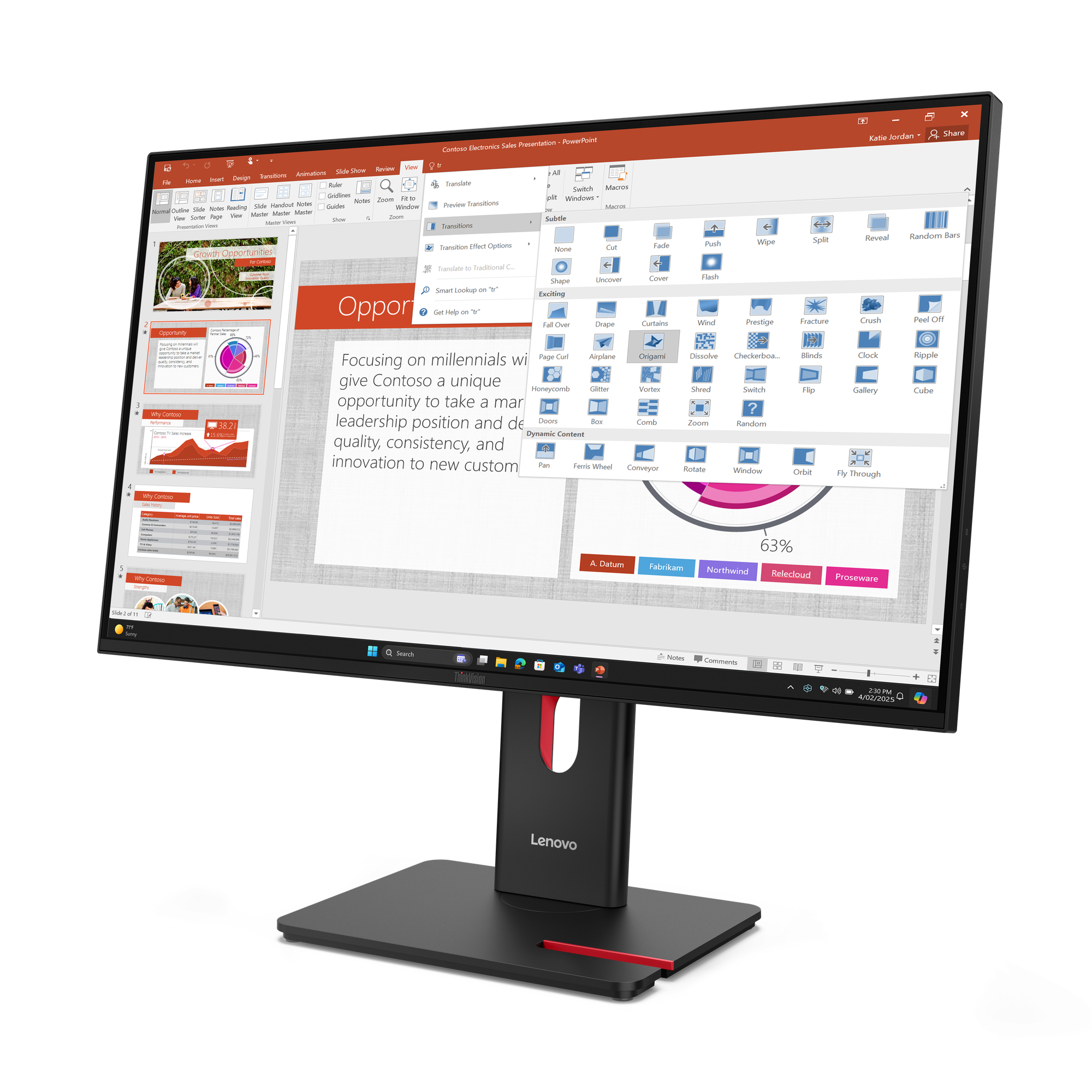 LENOVO ThinkVision T2740 68,58cm 27Zoll IPS 169 1920x1080 300cdm2 15001 HDMI DP VGA USB TopSeller