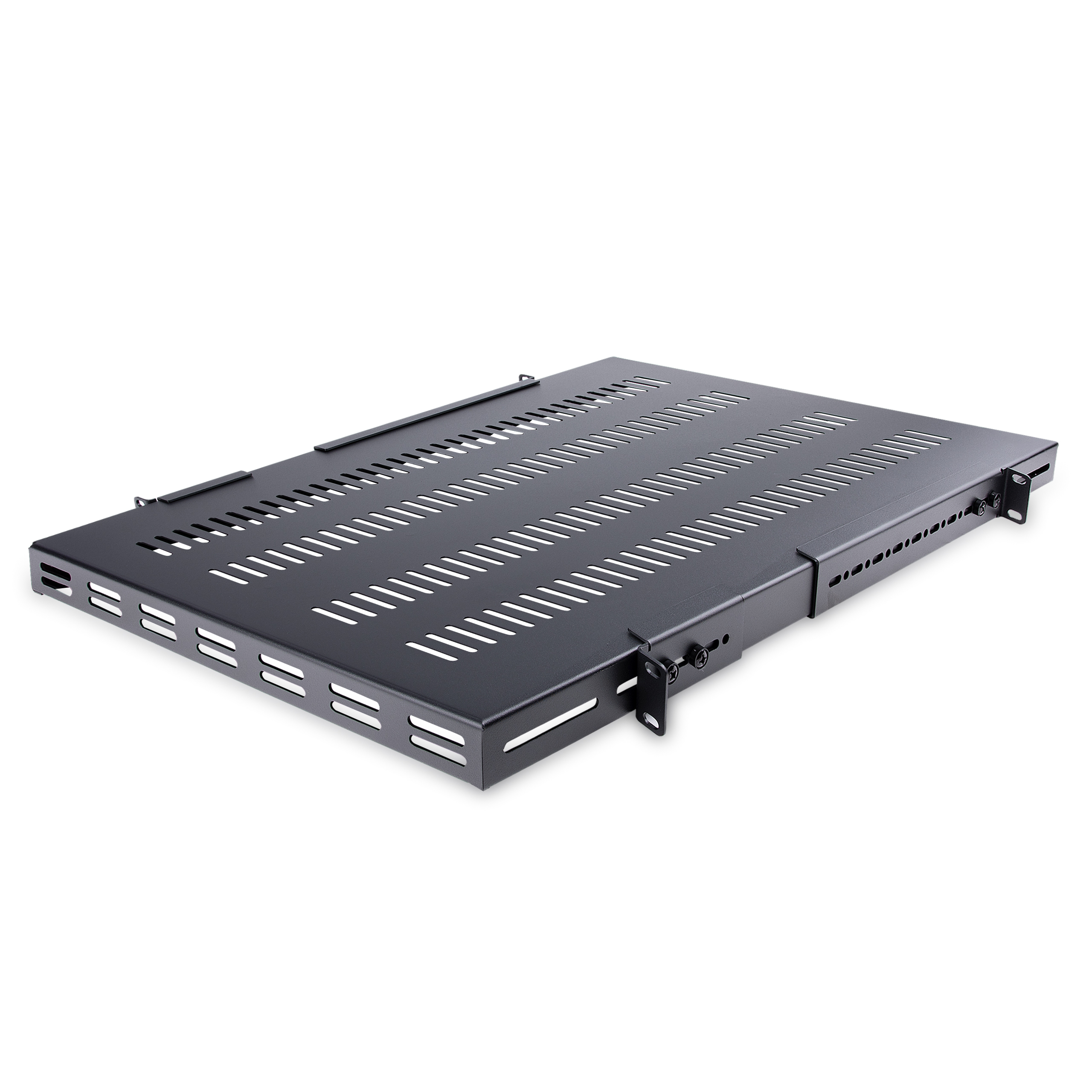 STARTECHCOM 1 HE verstellbarer Schwerlast Fachboden fUer Server Rack Schrank bis 113 Kg Fachboden Serverschrank 1HE belUeftet