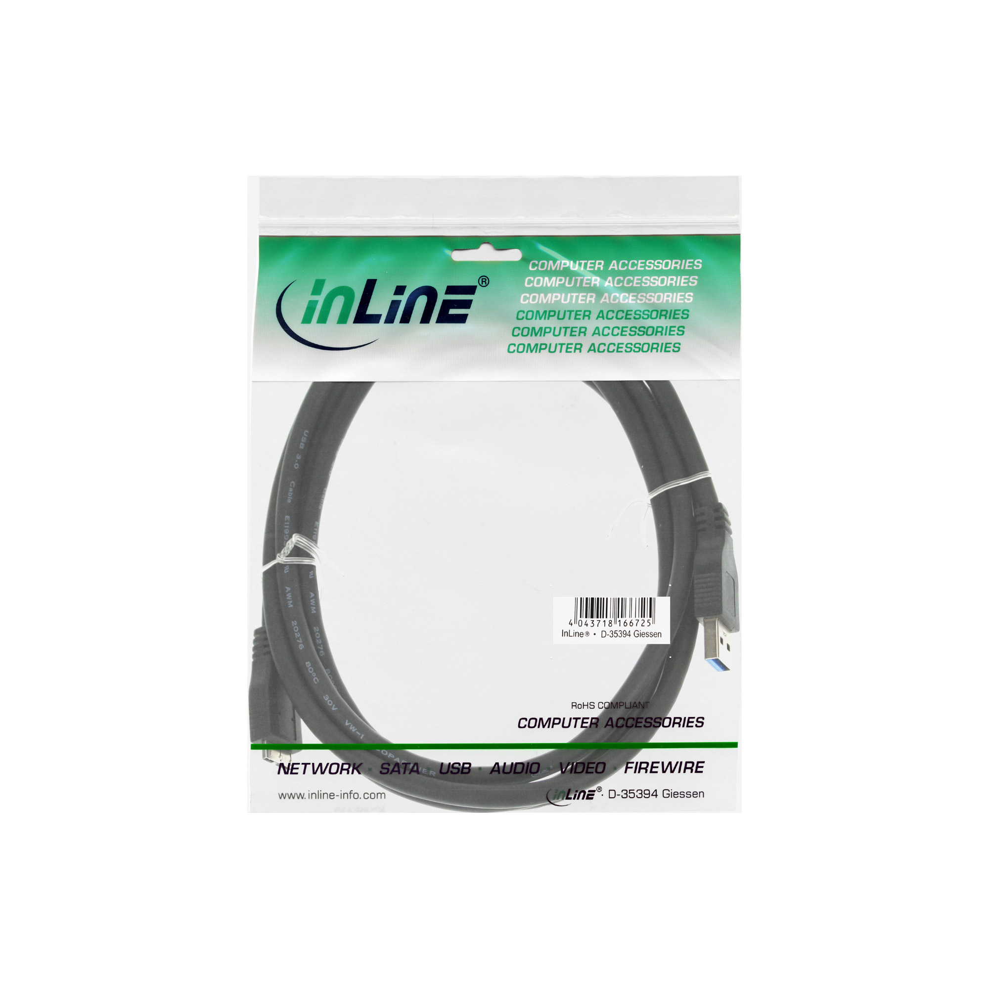 INLINE USB 3.0 Kabel A Stecker an Micro B Stecker schwarz 5m