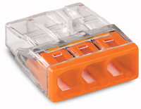 Wago Verbindungsdosenklemme 3polig 2273-203 Compact 0,5-2,5qmm transp./or. Wago Verbindungsdosenklemme 3polig 2273-203 Compact 0,5-2,5qmm transp./or.