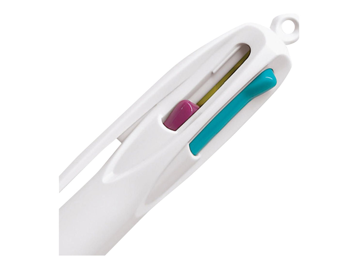 BIC 4-Farben-Kugelschreiber 4 Colours GRIP Fashion lila/weiÃ, Schreibfarbe: hellgrÃ¼n, rosa, violett, tÃ¼rkis, 1 St.