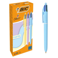 BIC 4FarbenKugelschreiber PASTEL pastellgelb, pastellrosa, pastellblau, Schreibfarbe schwarz, blau, grün, rot, 1 St