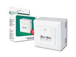 DIGITUS Aufputz Datenanschlussdose 2xRJ45 40 Grad Buchsenwinkel weiss Cat6 voll geschirmt RAL 9010