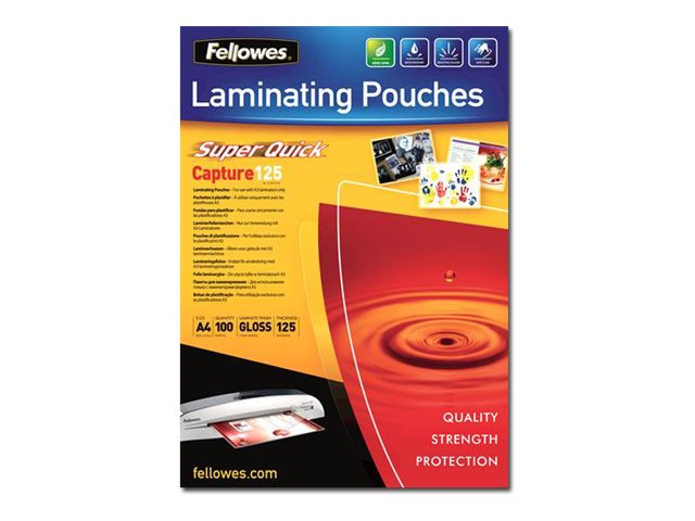 100 Fellowes Capture125 SuperQuick Laminierfolien glaenzend fuer A4 125 micron 100 Fellowes Capture125 SuperQuick Laminierfolien glaenzend fuer A4 125 micron