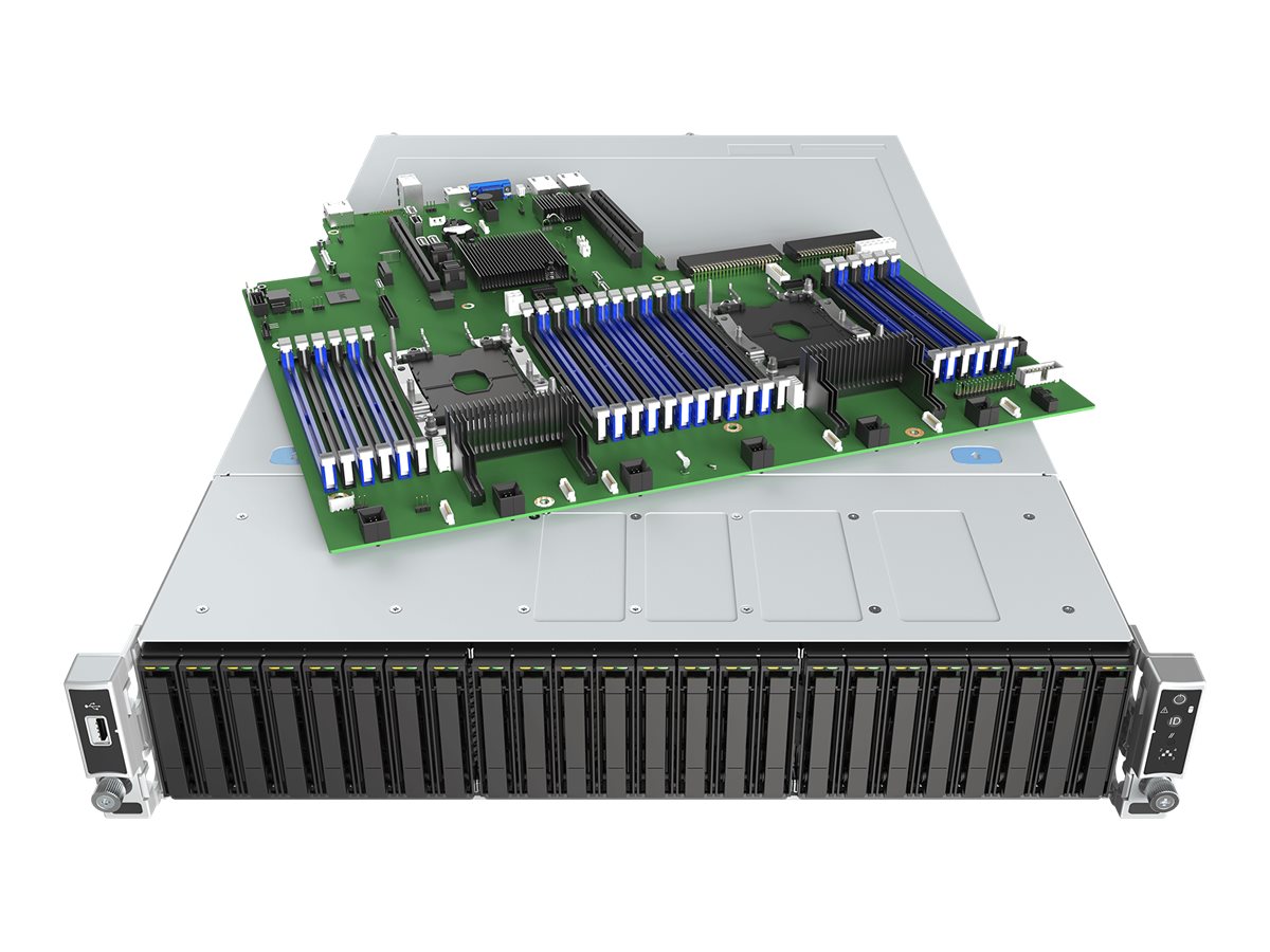 INTEL Server Barebone R2224WFTZSR S2600WFTR 1xPSU 1300Watt 3xHSBP SAS/NVMe Combo 24x6,35cm 2,5Zoll Dual 10GbE RJ45