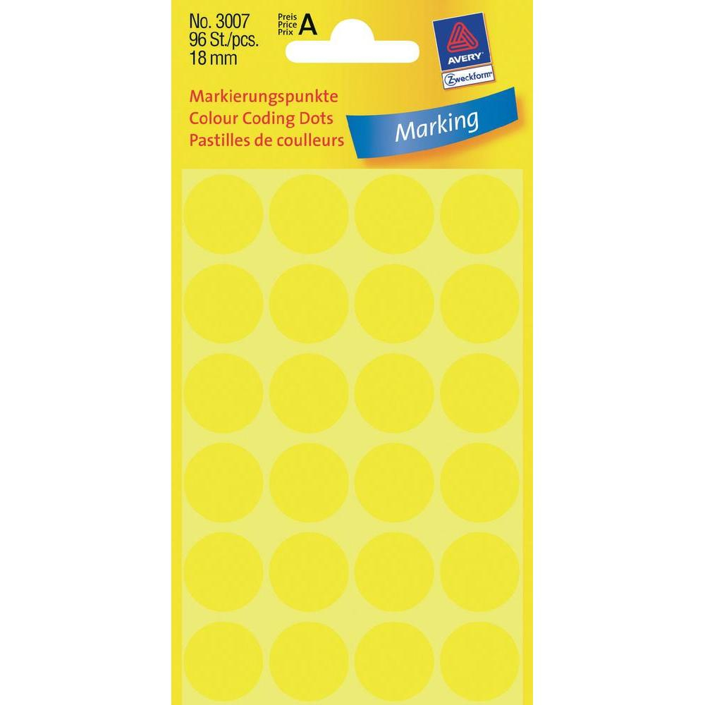 AVERY Zweckform Klebepunkte 3007 gelb Ø 18,0 mm, 96 St. AVERY Zweckform Klebepunkte 3007 gelb Ø 18,0 mm, 96 St.
