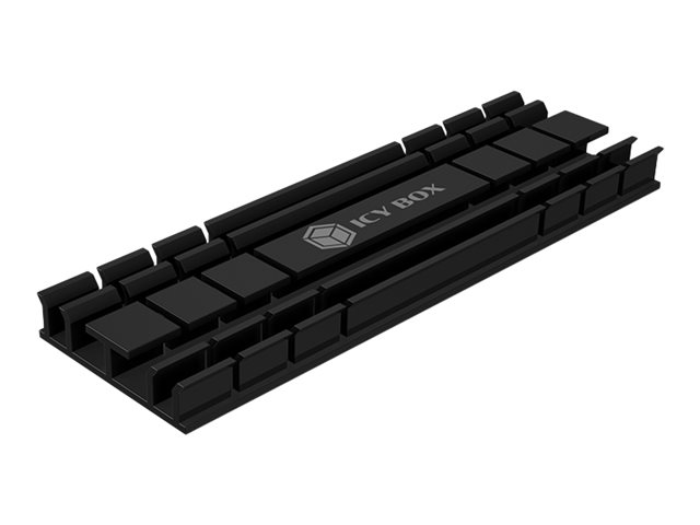 ICY BOX Alu Kuelkoerper fuer M.2 2280 SSD IB-M2HS-701 mit 2x Silikon Waermeleitpads 5mm dick Aluminium schwarz