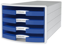 HAN Schubladenbox Impuls blau 101314D, DIN A4 mit 4 Schubladen, 1 St