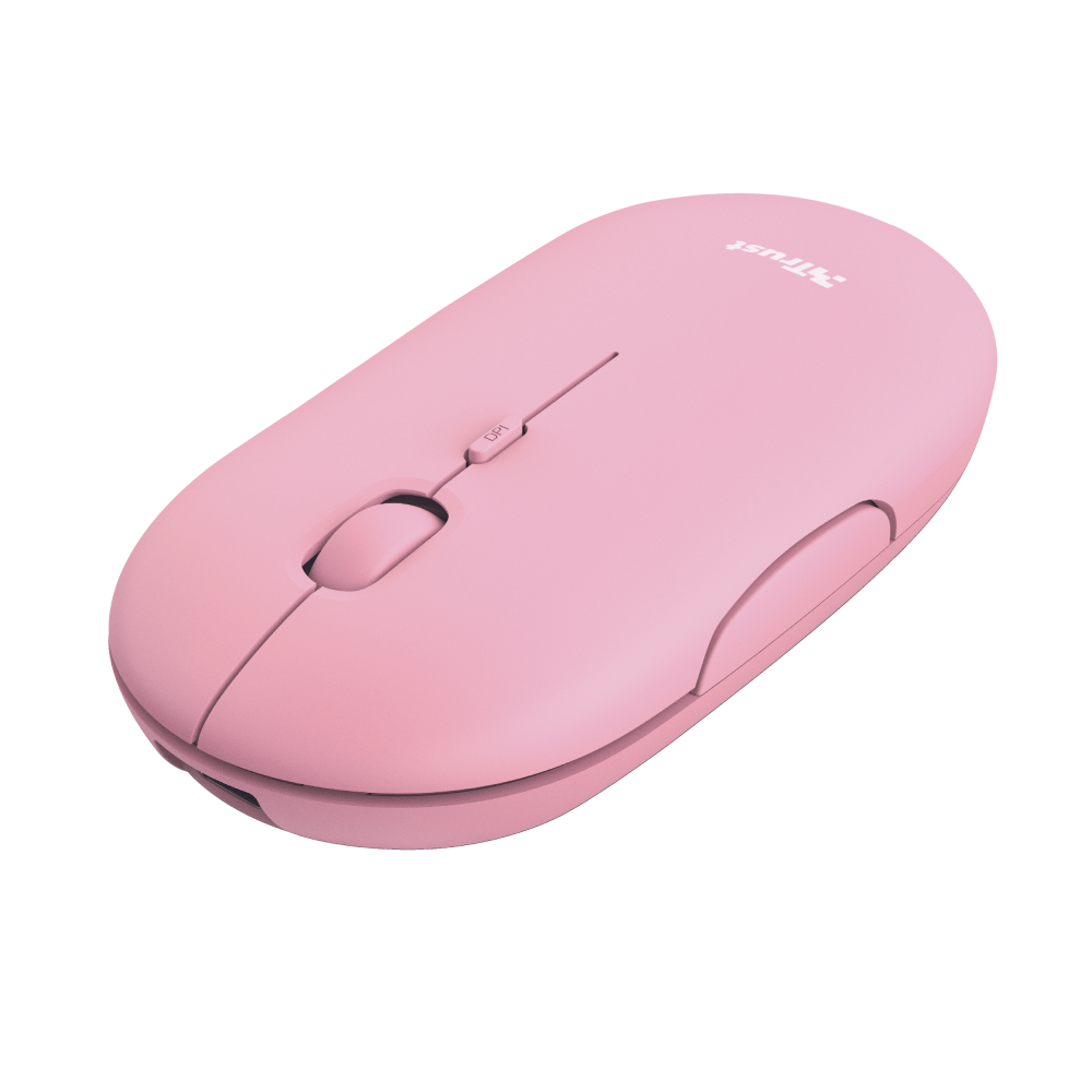 24125 TRUST Puck Funkmaus aufladbar rosa