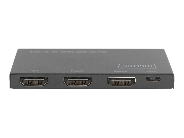 DIGITUS DS-45322 Ultra Slim HDMI Splitter 1x2 4K/60Hz HDR HDCP 2.2 18 Gbps Micro USB Power