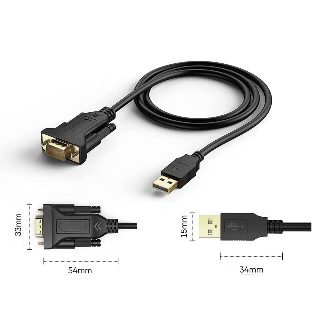 TECHLY USB Seriell Konverter RS 232 zum Anschluss eines seriellen Geraets an den USB Port BLISTER verpackt 15 Meter
