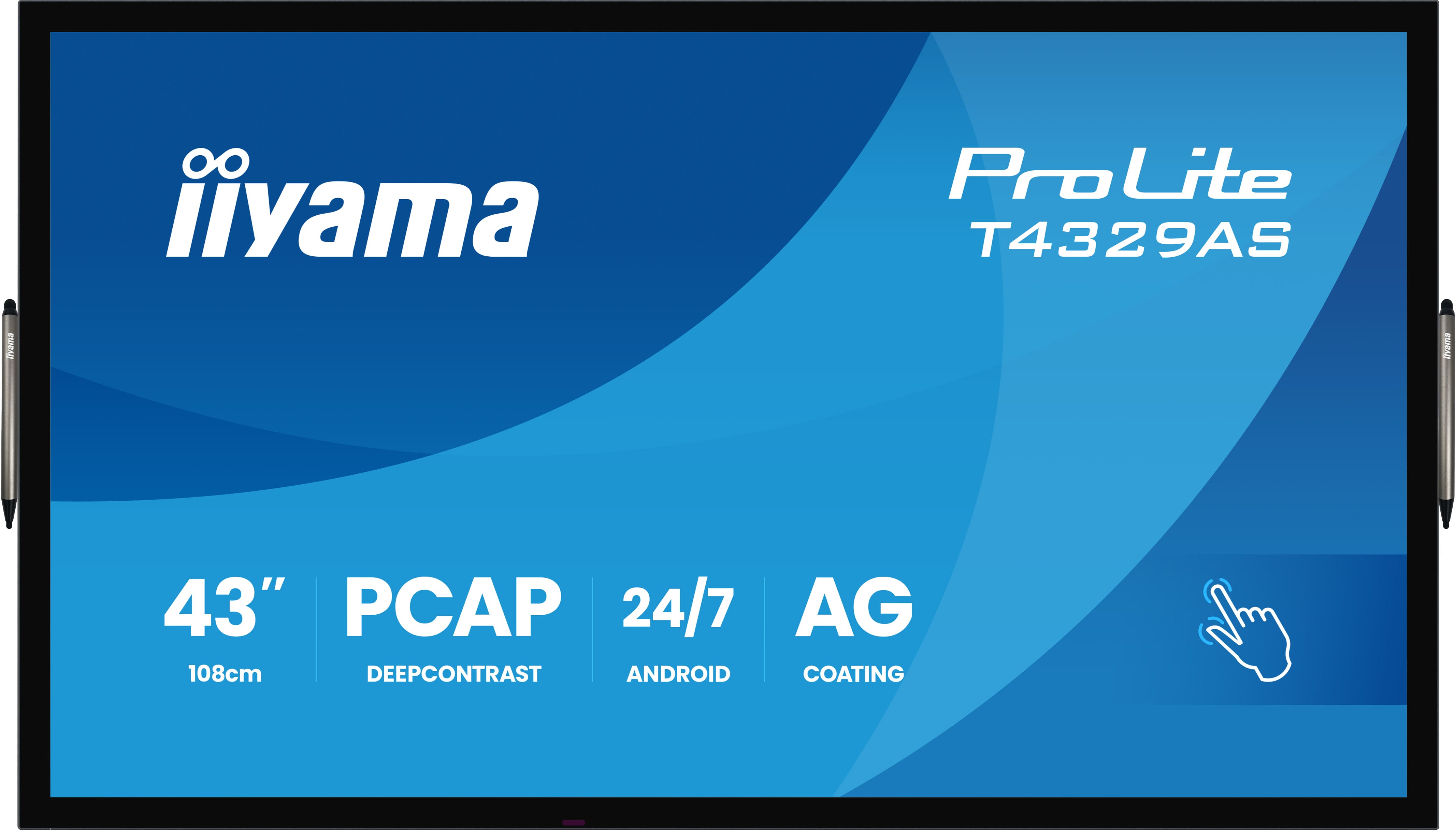 IIYAMA T4329ASB1AG 109,22cm 43Zoll AllInOne Interactive Display 3840x2160 4K UHD 4GB RAM 32GB Storage Android 14 2xHDMIUSBC