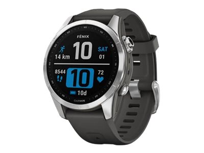 Garmin fenix 7S - 42 mm - silber - Sportuhr mit Band - Silikon - Graphit - Handgelenkgröße: 108-182 mm - Anzeige 3.04 cm (1.2")