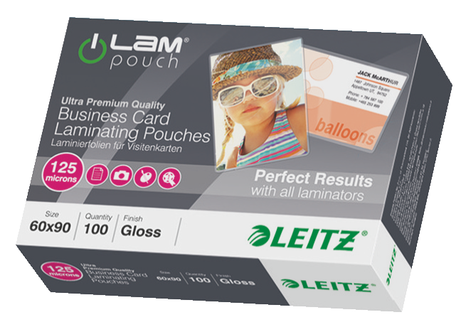 LEITZ Laminierfolien glaenzend fuer Visitenkartenformat 125 micron, 100 St
