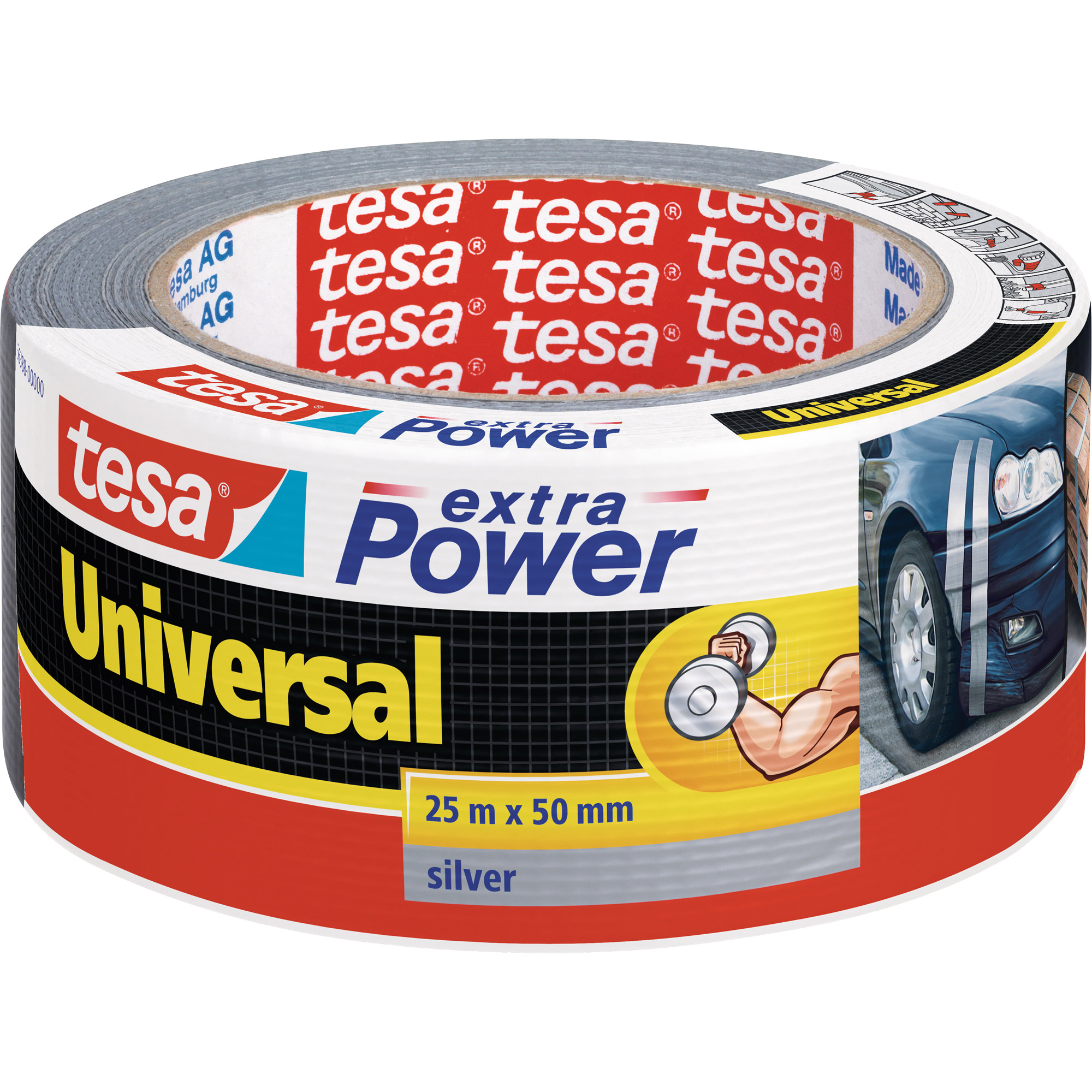 tesa extra Power Universal Gewebeband silber 50,0 mm x 25,0 m 1 Rolle