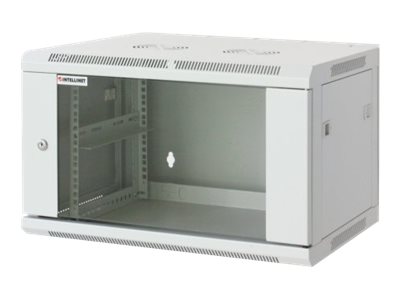 INTELLINET 48,3cm Wandverteiler 6HE 450mm tief HxBxT 370x 600 x 450 mm 19 Zoll vollstaendig montiert grau