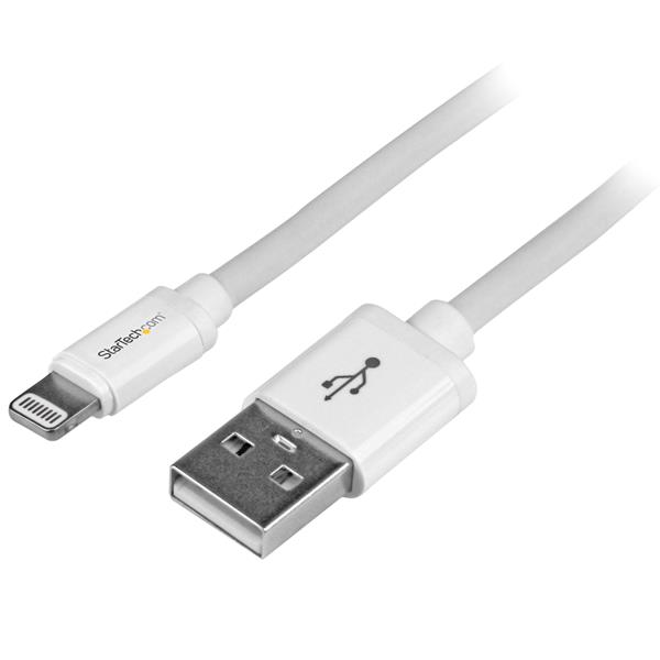 STARTECHCOM 2m 6ft Long White Apple 8pin Lightning Connector to USB Cable for iPhone iPod iPad
