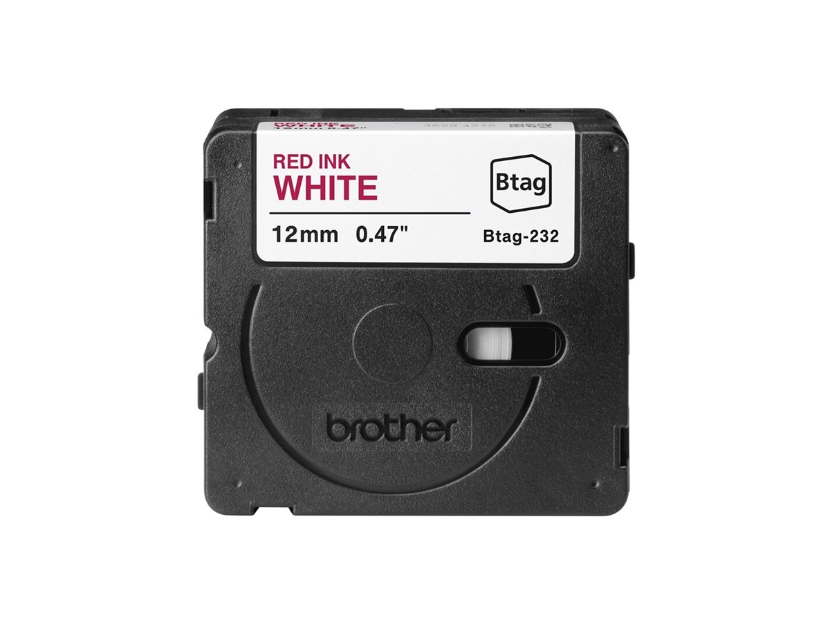 brother Schriftband Btag BTAG232, 12 mm rot auf weiÃ