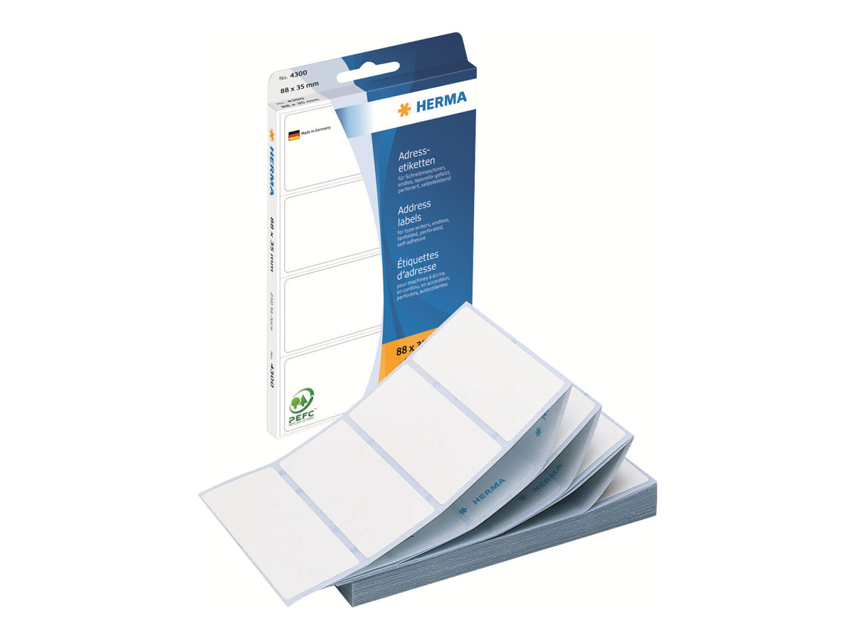 250 HERMA Adressetiketten 4300 weiss 88,0 x 35,0 mm 250 HERMA Adressetiketten 4300 weiss 88,0 x 35,0 mm