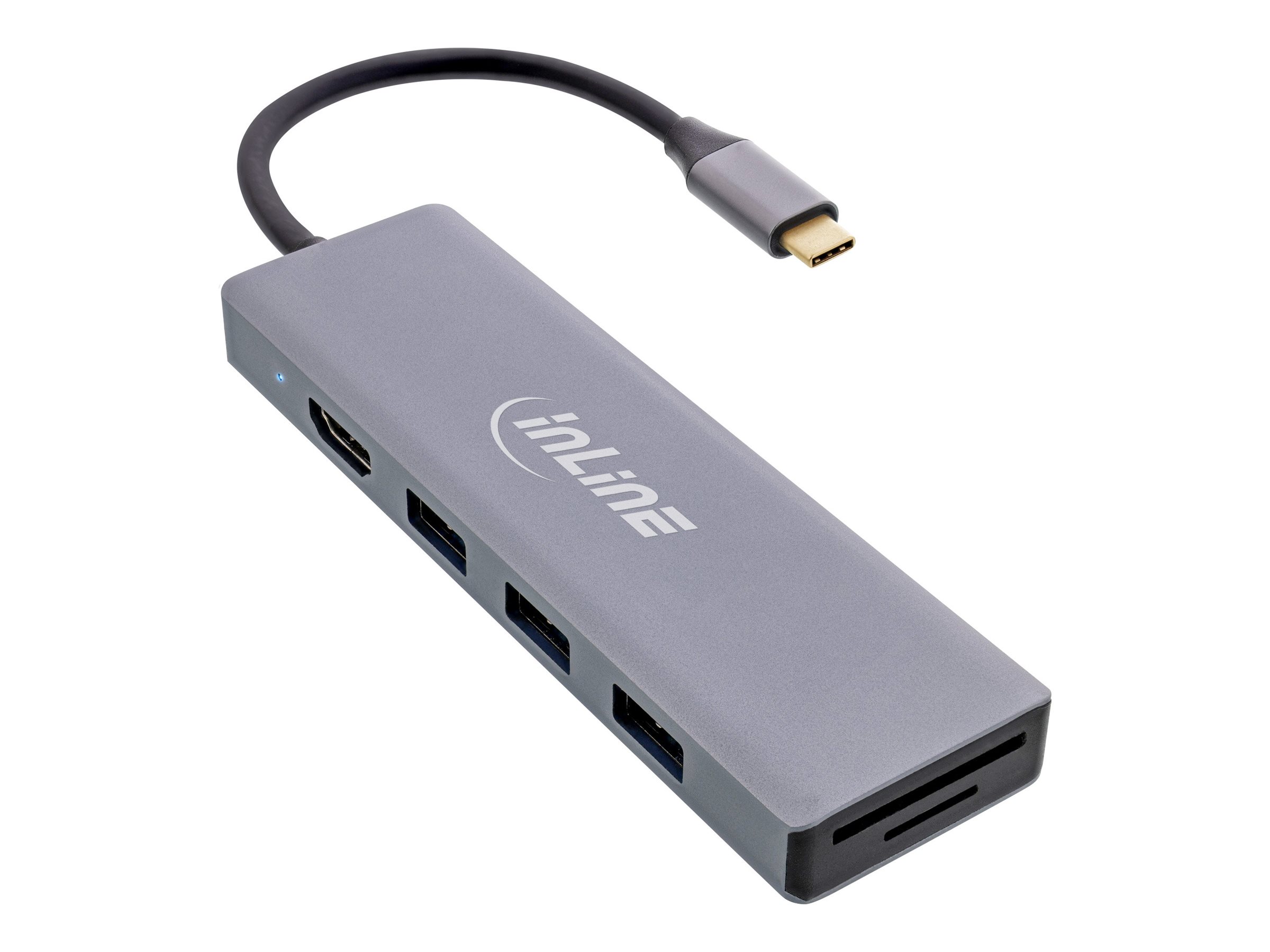 INLINE USB 3.2 Typ C Multi Hub 3x USB-A 5Gbs USB Typ-C PD 100W Cardreader HDMI 4K 30Hz OTG Metallgehäuse INLINE USB 3.2 Typ C Multi Hub 3x USB-A 5Gbs USB Typ-C PD 100W Cardreader HDMI 4K 30Hz OTG Metallgehäuse
